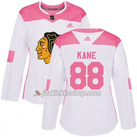 Nainen NHL Chicago Blackhawks Pelipaita Patrick Kane 88 Adidas 2017-2018 Valkoinen Vaaleanpunainen Fashion Authentic